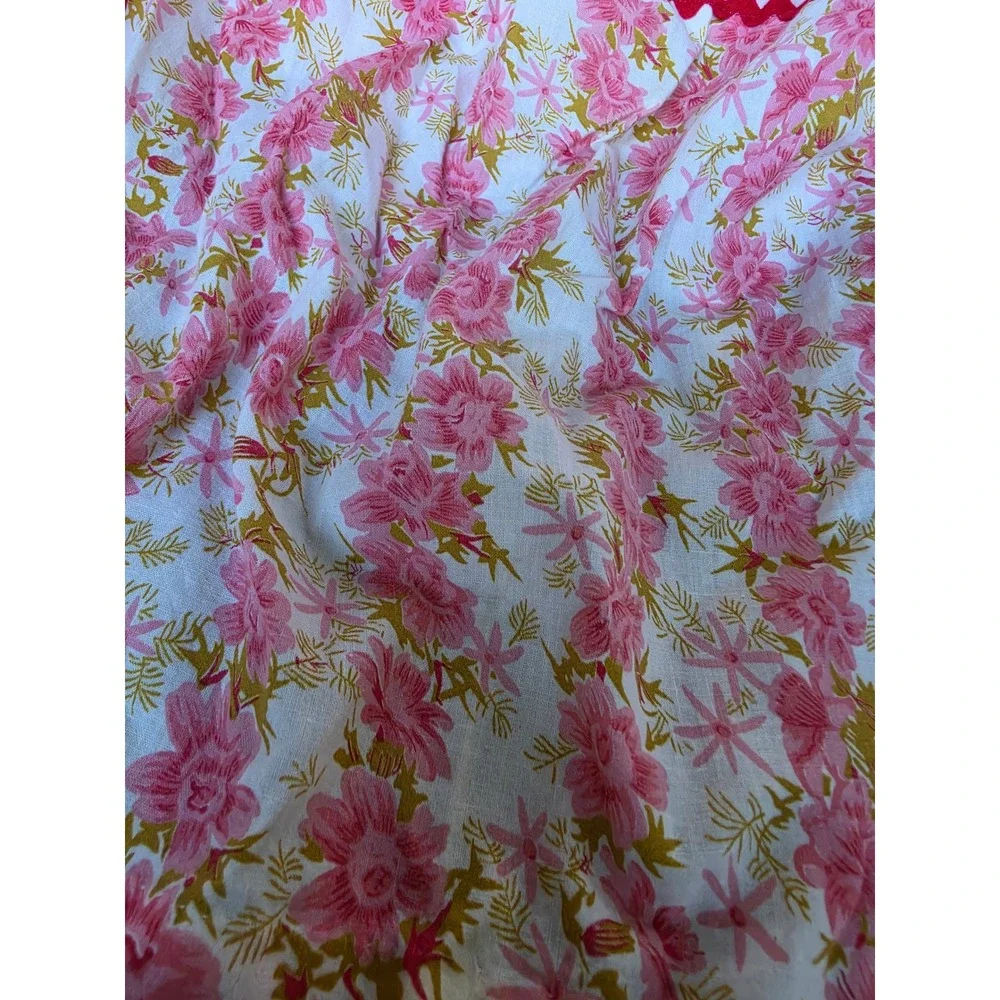 Vintage Pink Floral Half Apron Ric Rac Trim Pocket Handmade Cottagecore Fair